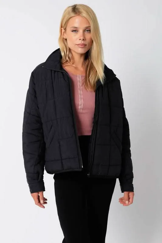Weekender Black Quilted Puffer Jacket sold by Boho Pink