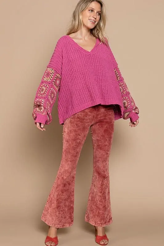 Marsha Pink Crochet Sleeve Sweater sold by Boho Pink product image thumbnail 5