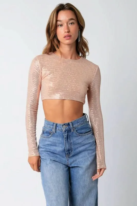 After Party Blush Lurex Crop Top sold by Boho Pink