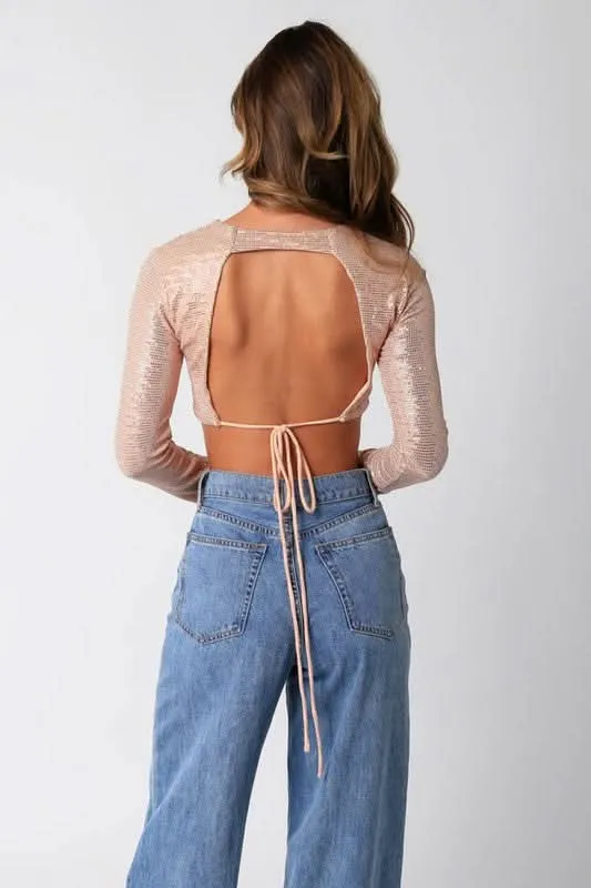 After Party Blush Lurex Crop Top sold by Boho Pink product image thumbnail 2