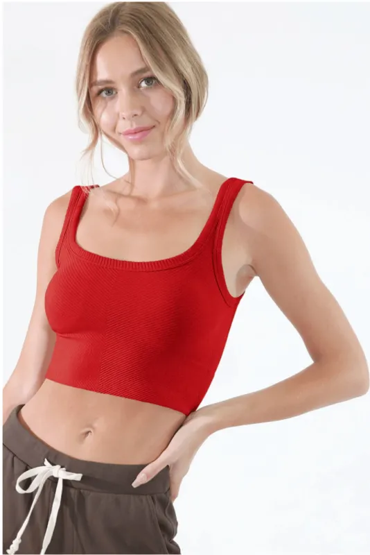 NIKIBIKI Red Cropped Chevron Tank sold by Boho Pink