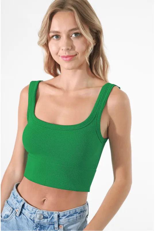 NIKIBIKI Jolly Green Cropped Chevron Tank sold by Boho Pink
