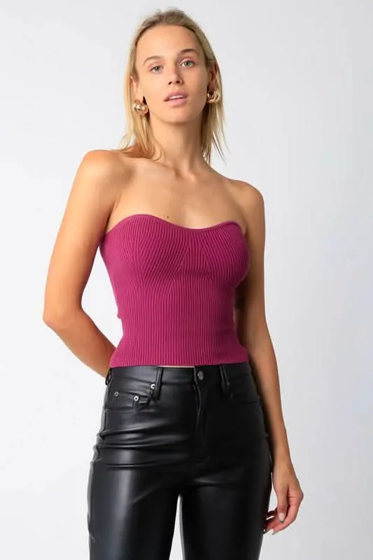Leah Magenta Ribbed Tube Top sold by Boho Pink
