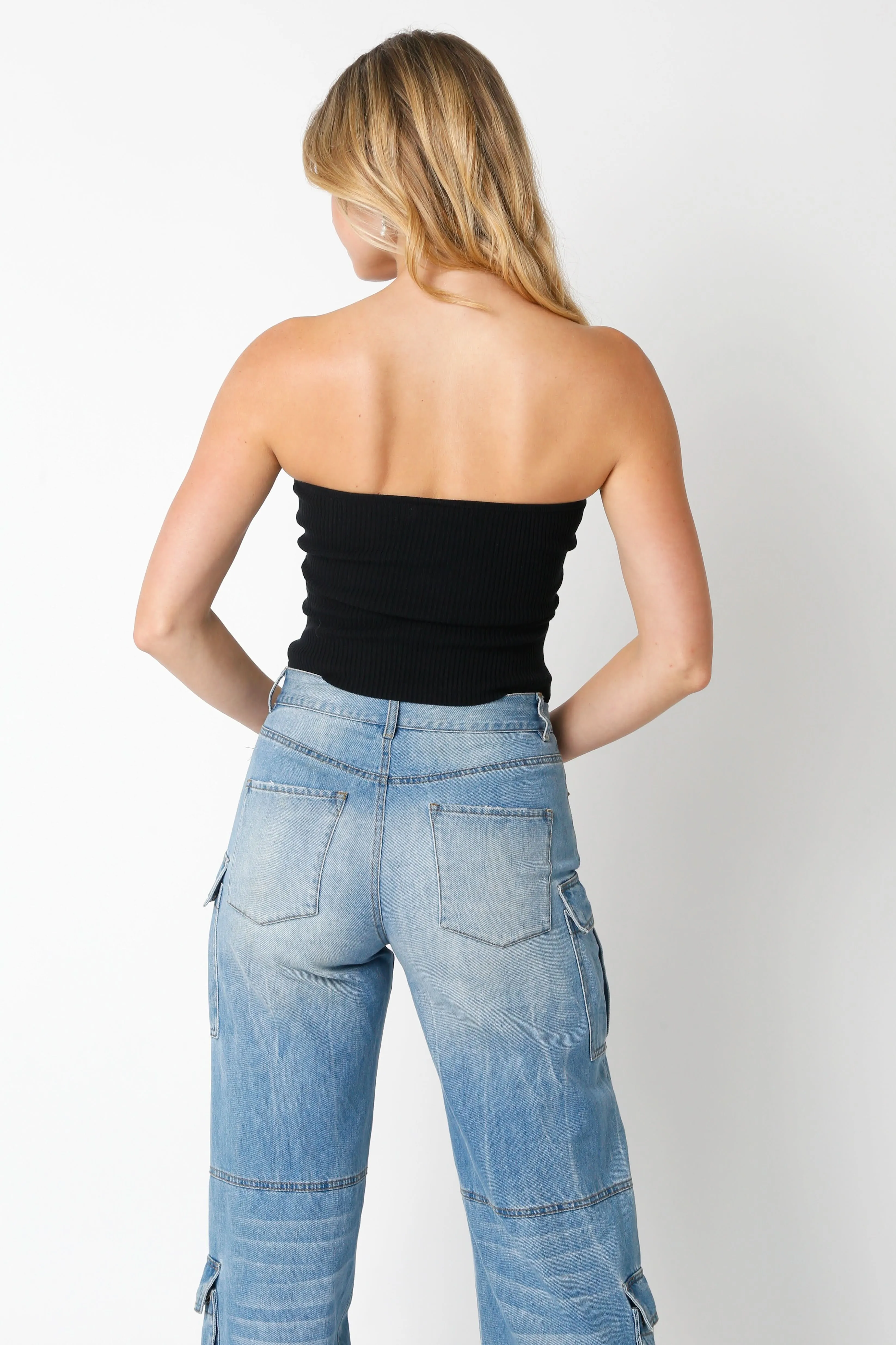 Leah Black Ribbed Tube Top sold by Boho Pink product image thumbnail 3