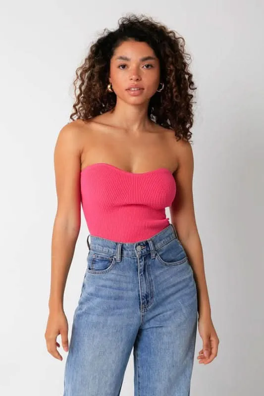 Leah Pink Ribbed Tube Top sold by Boho Pink