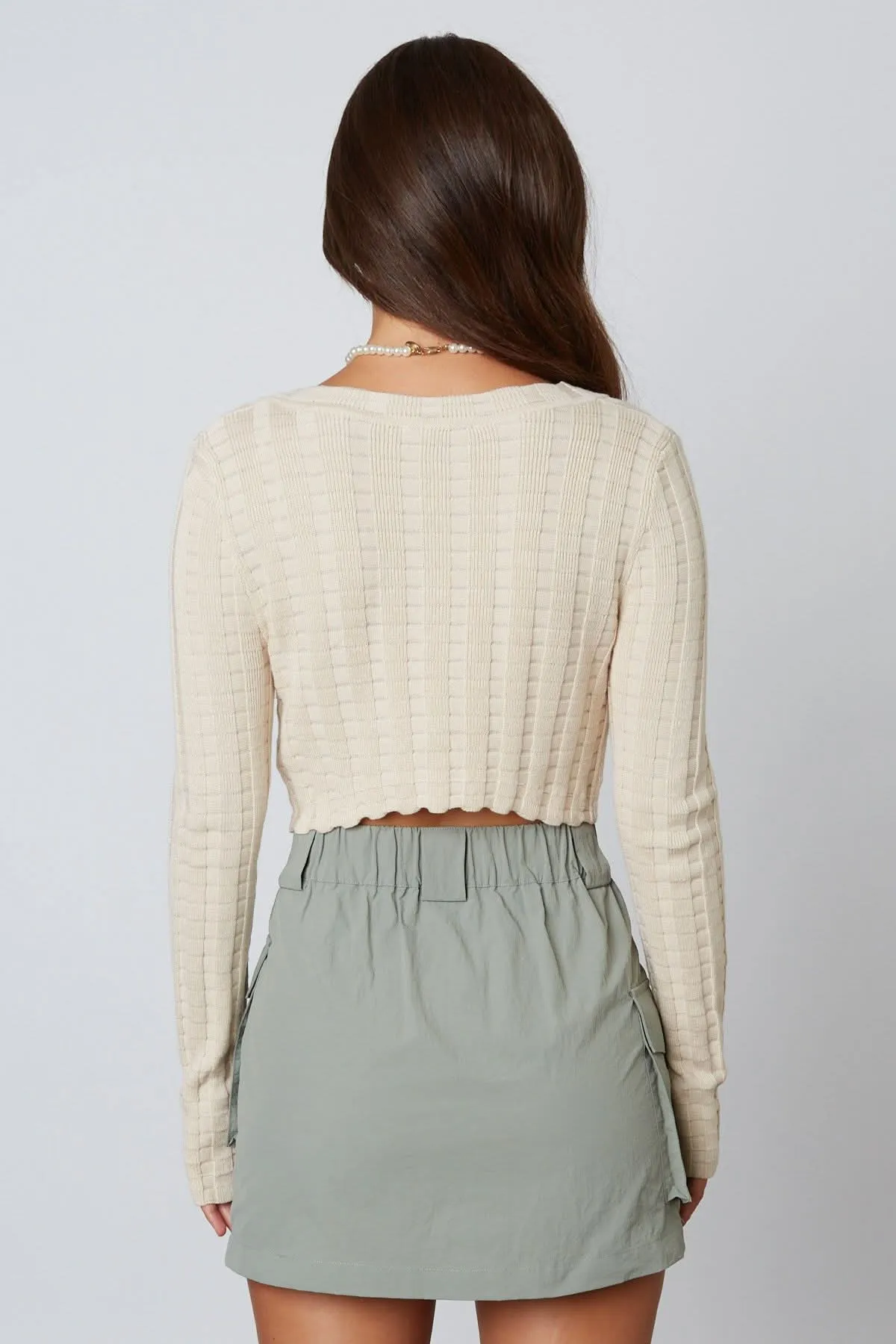 Paige Natural Tie-Front Sweater Top sold by Boho Pink product image thumbnail 4