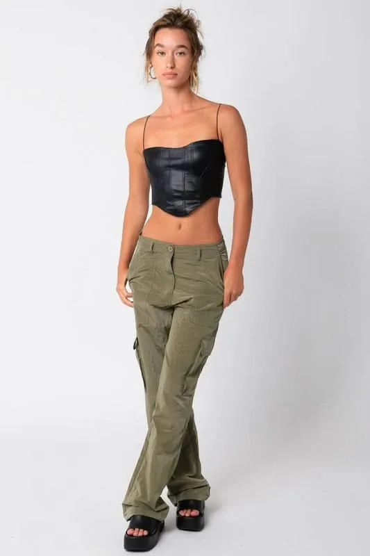 Hot Girl Black Vegan Corset Crop sold by Boho Pink product image thumbnail 2