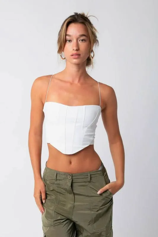 Hot Girl White Vegan Corset Crop sold by Boho Pink