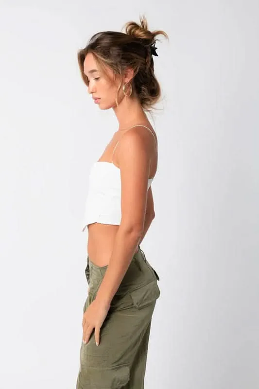 Hot Girl White Vegan Corset Crop sold by Boho Pink product image thumbnail 3