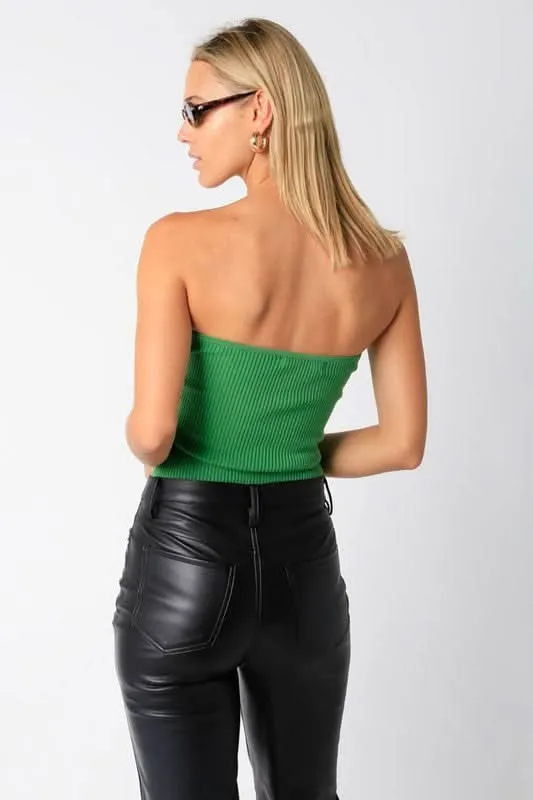 Leah Green Ribbed Tube Top sold by Boho Pink product image thumbnail 3