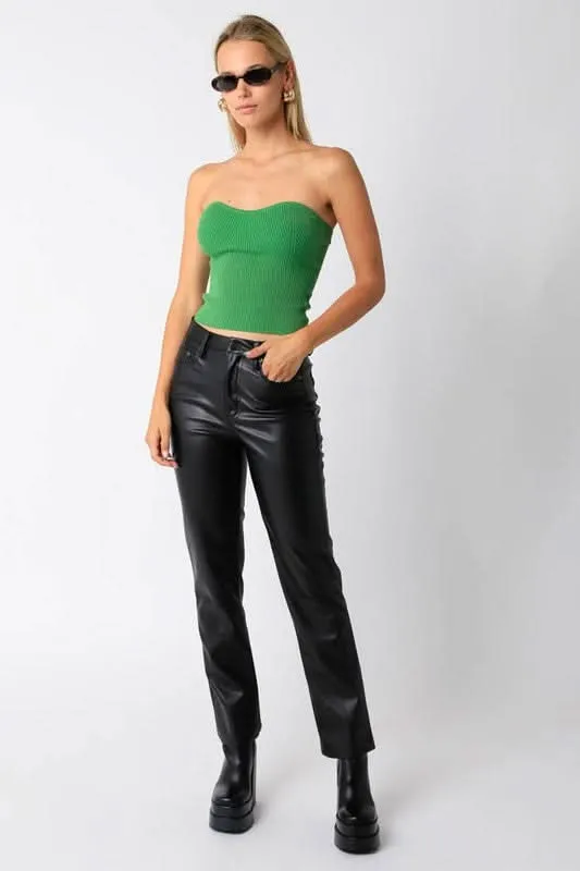 Leah Green Ribbed Tube Top sold by Boho Pink product image thumbnail 4
