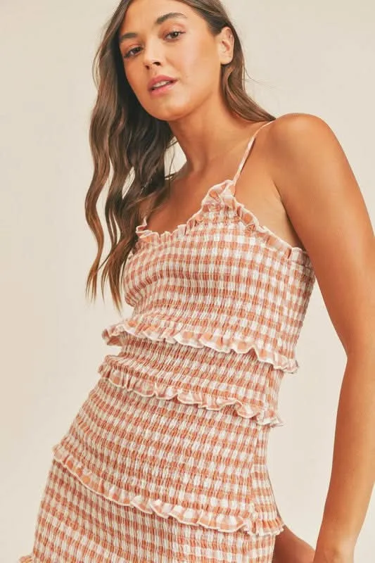 Lily Salmon Pink Smocked Ruffle Mini Dress sold by Boho Pink product image thumbnail 3