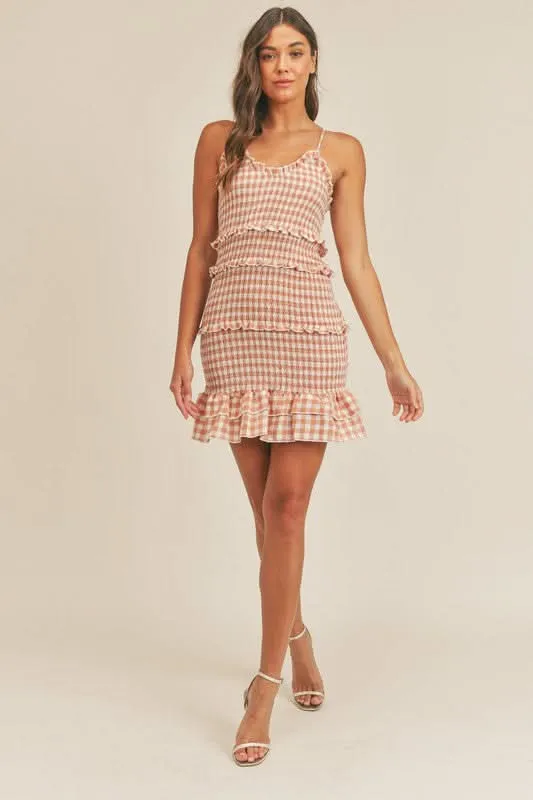 Lily Salmon Pink Smocked Ruffle Mini Dress sold by Boho Pink product image thumbnail 4