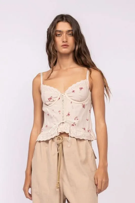 Hard to Ignore Serenity Floral Corset Top sold by Boho Pink