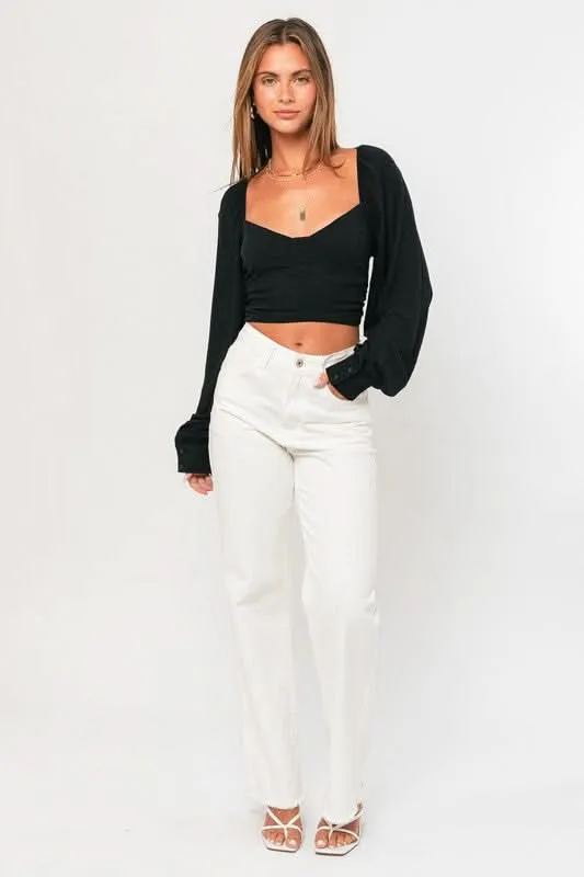 Sasha Black Long Sleeve Crop Top sold by Boho Pink product image thumbnail 5