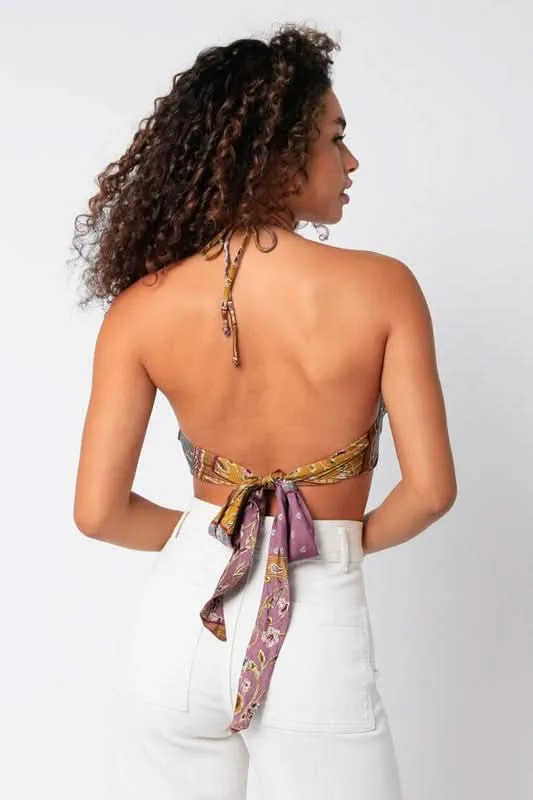 Corinna Mauve Multi Print Halter Top sold by Boho Pink product image thumbnail 4