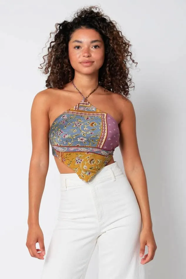 Corinna Mauve Multi Print Halter Top sold by Boho Pink