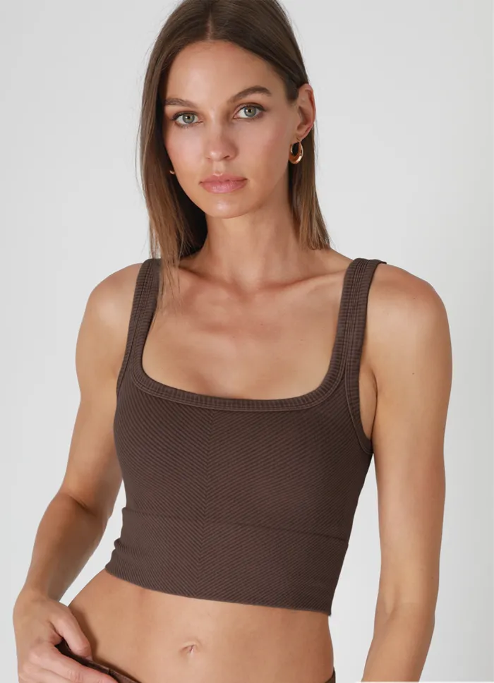 NIKIBIKI Vintage Chocolate Cropped Chevron Tank sold by Boho Pink