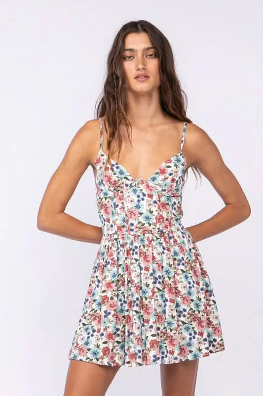 Dalia White Floral Drop Print Cami Dress sold by Boho Pink product image thumbnail 2