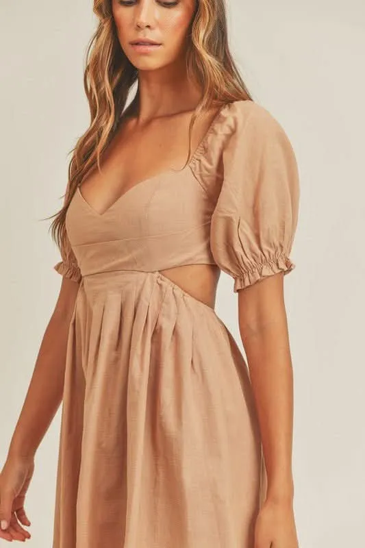 Breaking Hearts Dusty Salmon Puff Sleeve Mini Dress sold by Boho Pink product image thumbnail 2