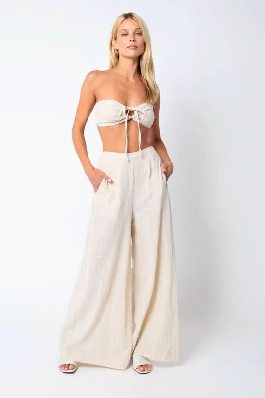 Fira Beige Two-Piece Jumpsuit sold by Boho Pink