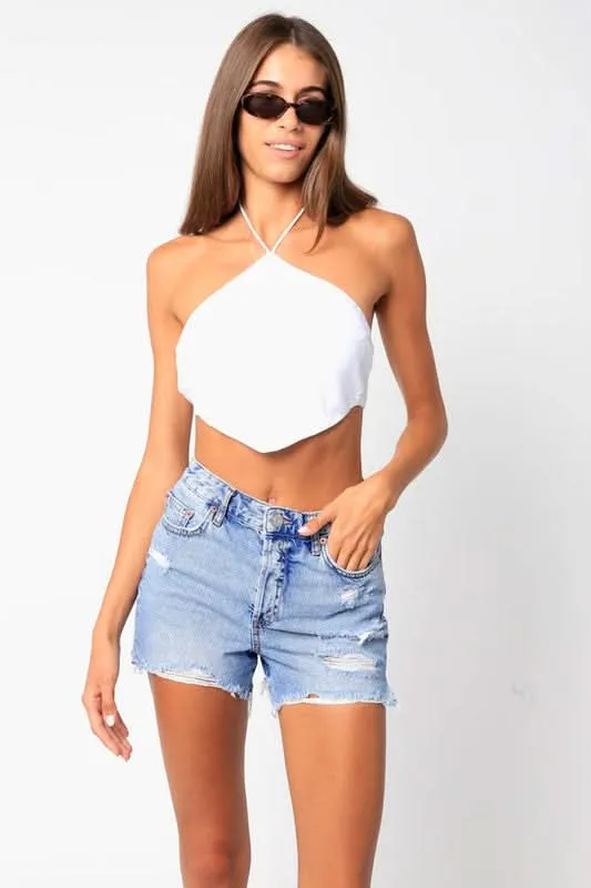 Serena White Handkerchief Halter Top sold by Boho Pink