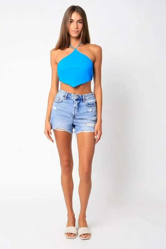 Serena Blue Handkerchief Halter Top sold by Boho Pink product image thumbnail 4