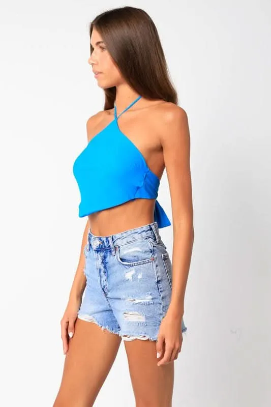Serena Blue Handkerchief Halter Top sold by Boho Pink product image thumbnail 3