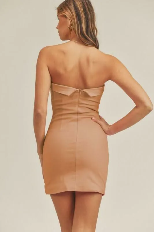 On My Mind Dusty Salmon Strapless Mini Dress sold by Boho Pink product image thumbnail 2