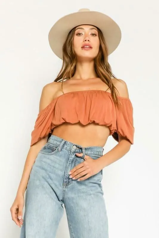 Summer Feeling Aragon Off-Shoulder Crop Top sold by Boho Pink