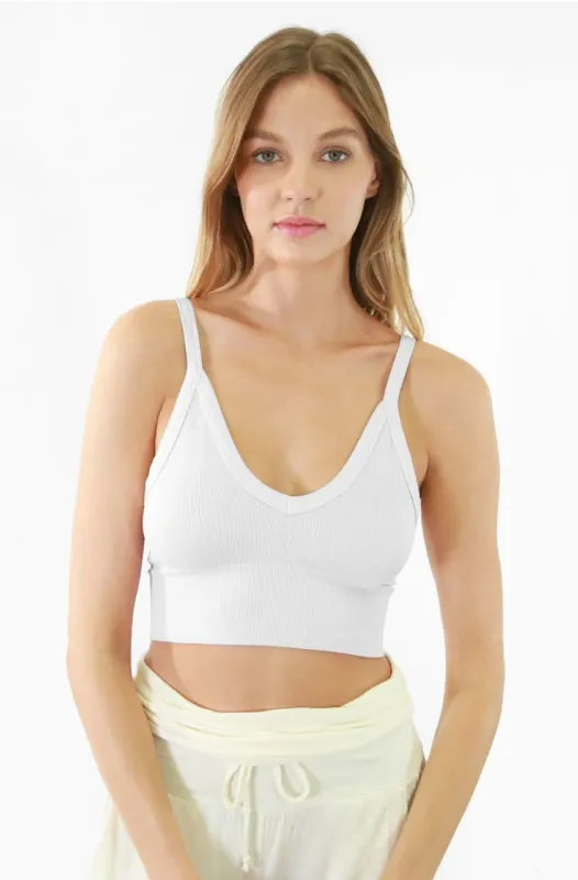 NIKIBIKI White Ribbed V-Neck Crop Top sold by Boho Pink
