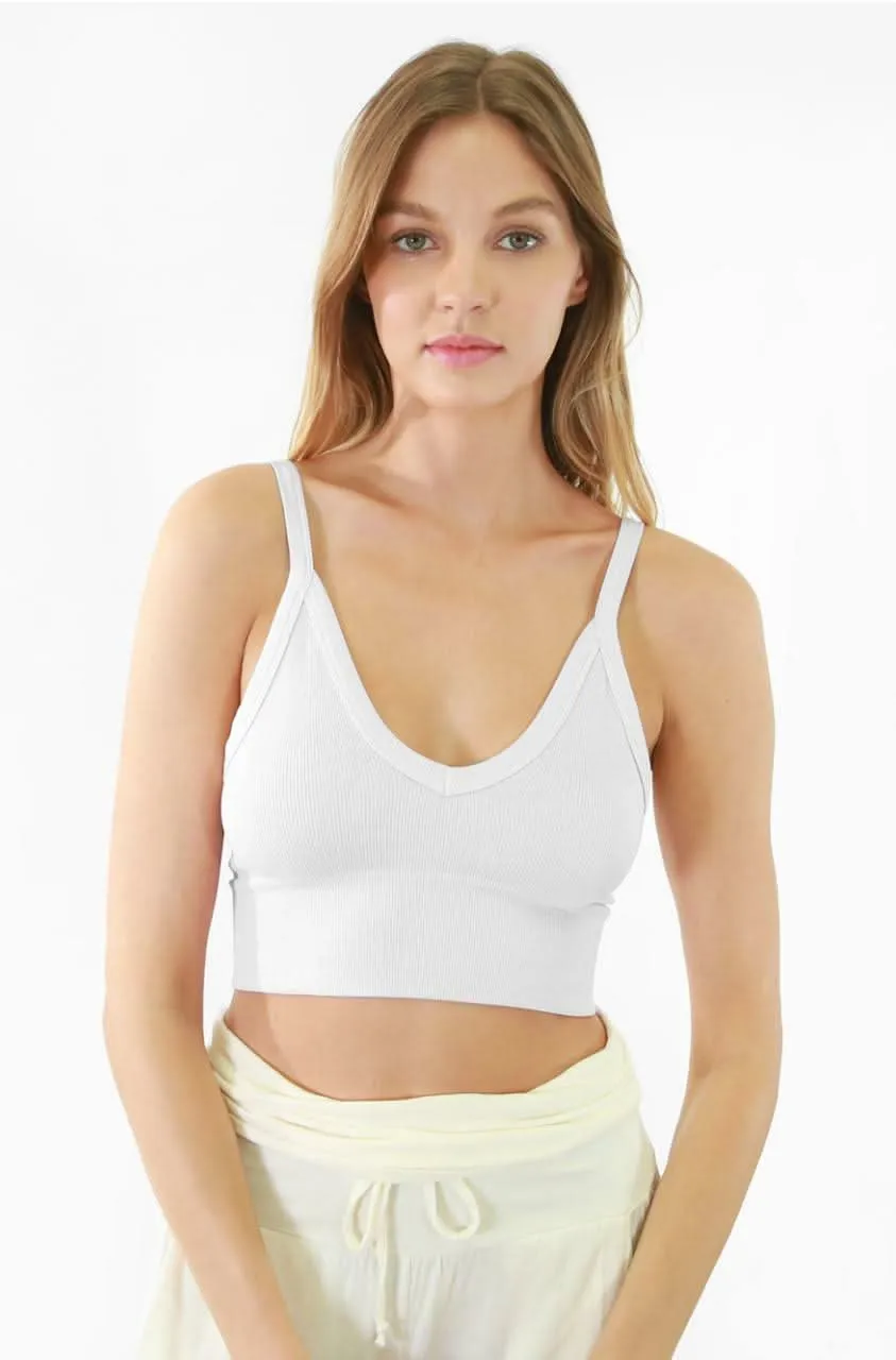 NIKIBIKI White Ribbed V-Neck Crop Top sold by Boho Pink