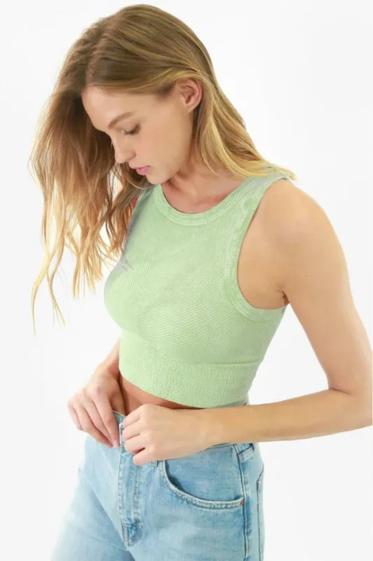 NIKIBIKI Vintage Basil High Neck Cropped Tank Top made by Nikibiki