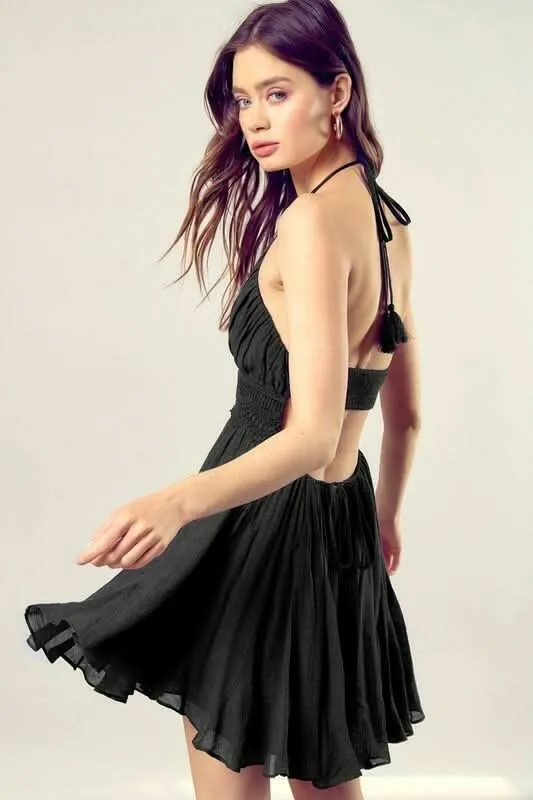 Arianna Black Lace Halter Mini Dress sold by Boho Pink product image thumbnail 5