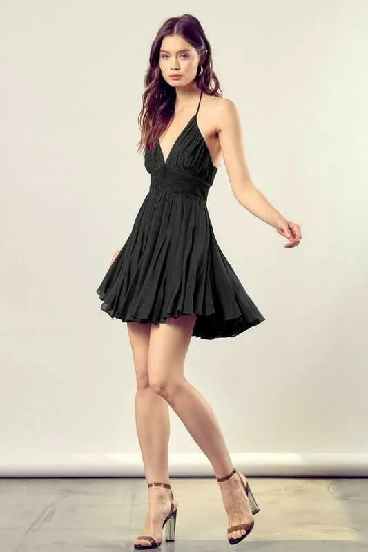 Arianna Black Lace Halter Mini Dress sold by Boho Pink product image thumbnail 2