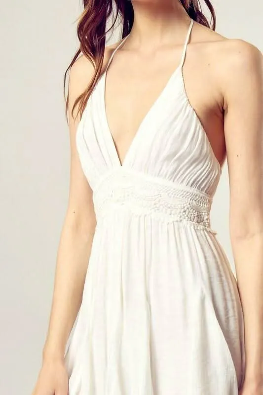 Arianna White Lace Halter Mini Dress sold by Boho Pink product image thumbnail 3