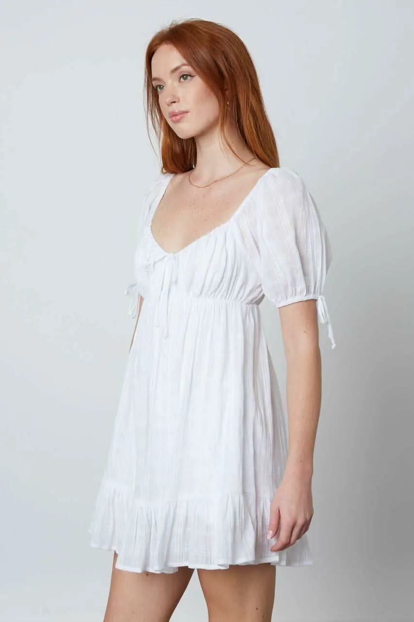 Joy White Puffed Sleeve Mini Dress sold by Boho Pink product image thumbnail 3