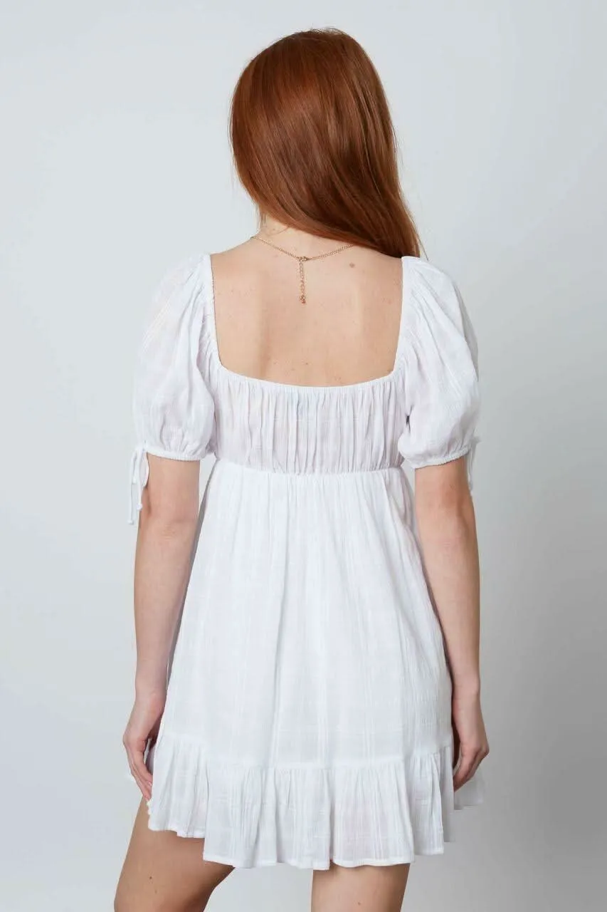 Joy White Puffed Sleeve Mini Dress sold by Boho Pink product image thumbnail 2