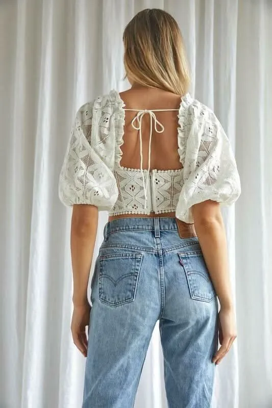 Charolette White Lace Bustier Crop Top sold by Boho Pink product image thumbnail 3