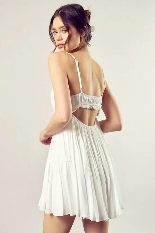 Dani White Cami Ruffle Mini Dress sold by Boho Pink product image thumbnail 3