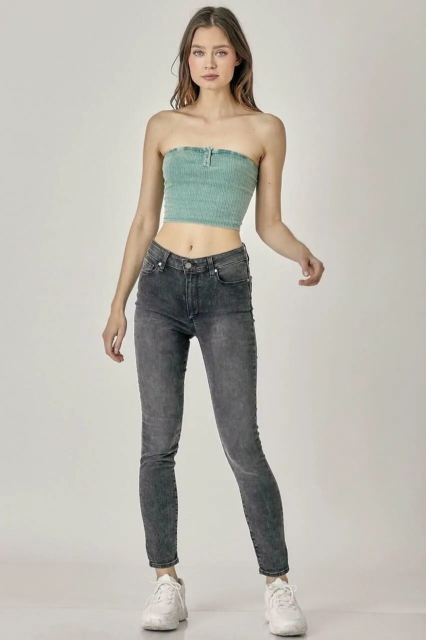 Avery Washed Green Ribbed Tube Top sold by Boho Pink product image thumbnail 3