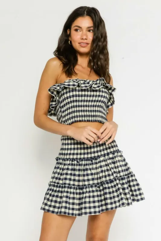 Take Me With You Navy Gingham Two-Piece Dress sold by Boho Pink