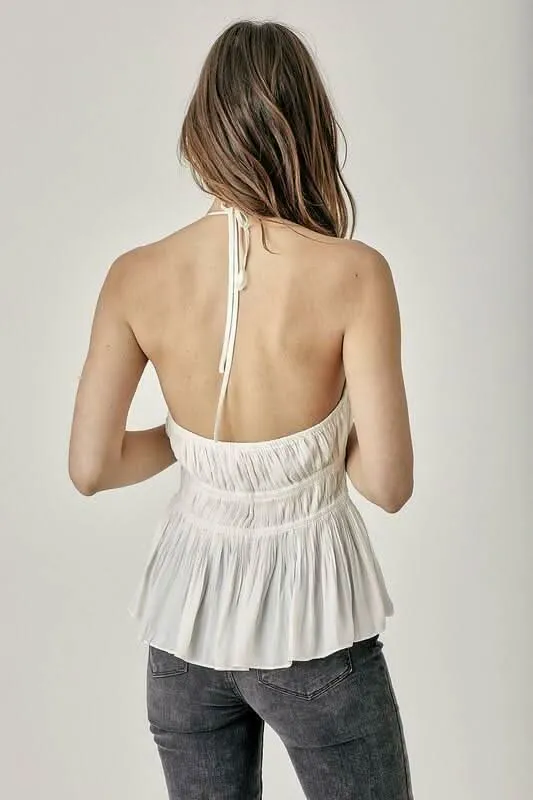 Lannie White Peplum Halter Top sold by Boho Pink product image thumbnail 2