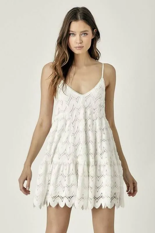 Davina White Crochet Mini Dress sold by Boho Pink