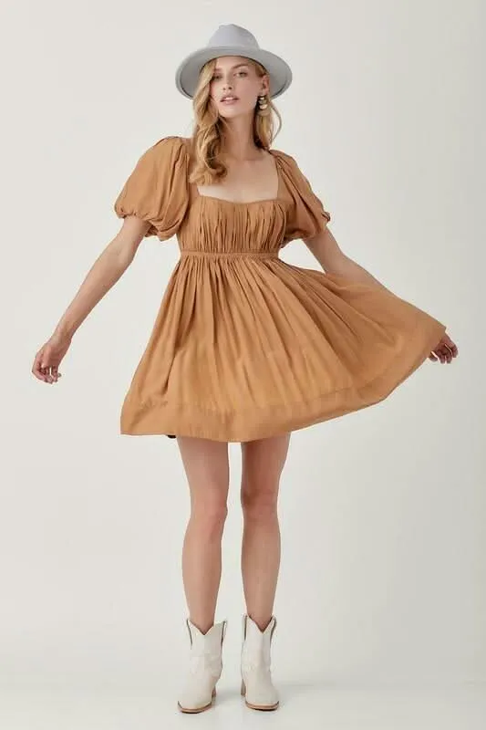 Chloe Biscuit Puff Sleeve Mini Dress sold by Boho Pink product image thumbnail 5