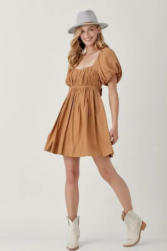 Chloe Biscuit Puff Sleeve Mini Dress sold by Boho Pink product image thumbnail 3