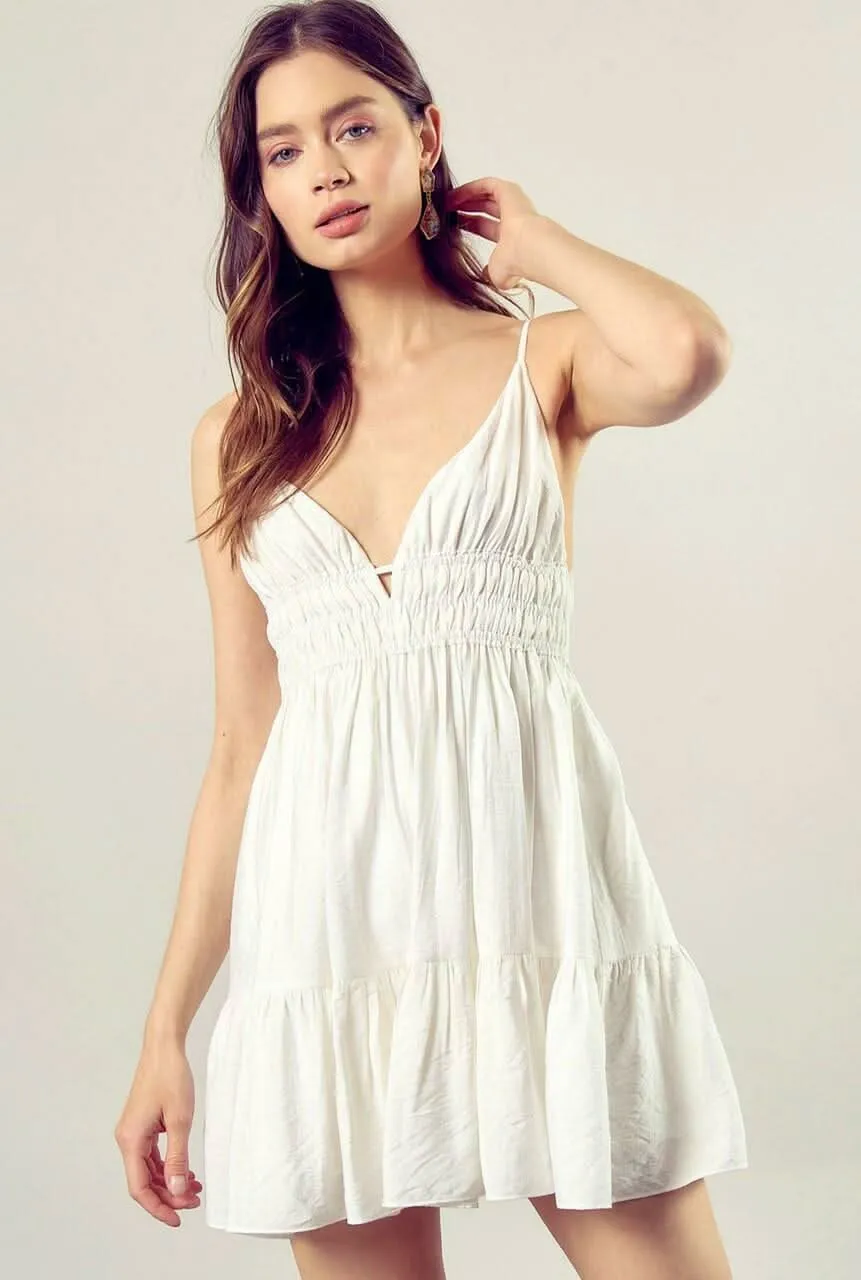 Always Graceful White Ruffled Mini Dress sold by Boho Pink product image thumbnail 2