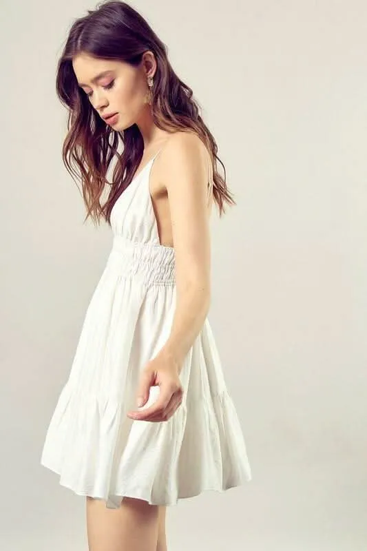 Always Graceful White Ruffled Mini Dress sold by Boho Pink product image thumbnail 3