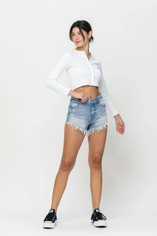 Who Do You Love Light Wash Denim Shorts sold by Boho Pink product image thumbnail 4