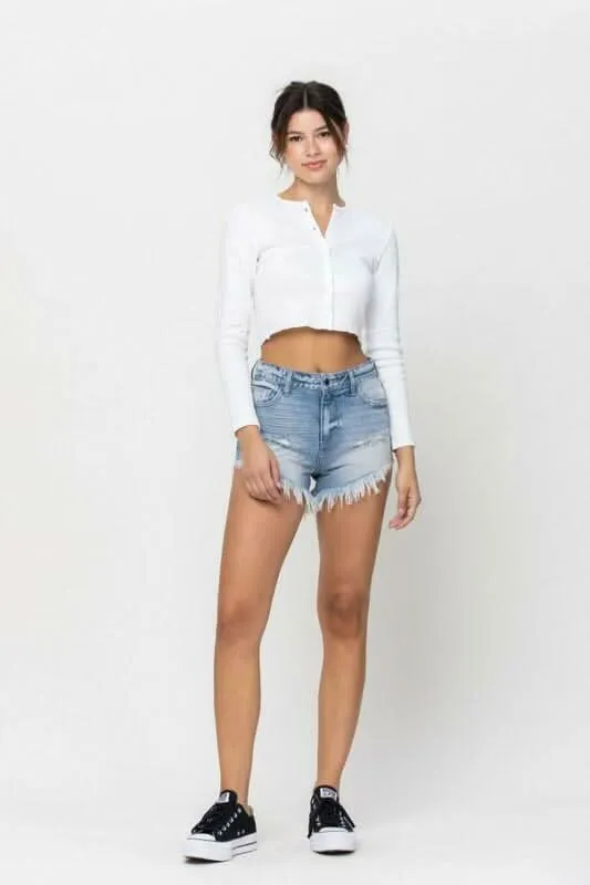 Who Do You Love Light Wash Denim Shorts sold by Boho Pink product image thumbnail 2